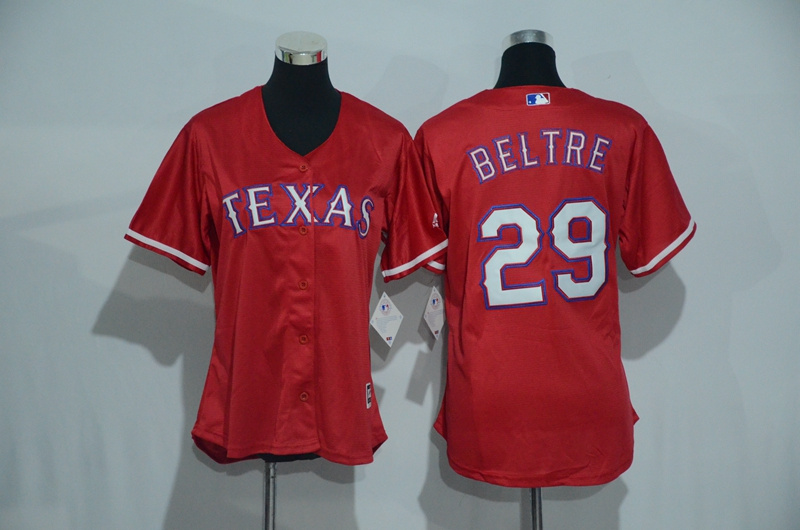 Womens 2017 MLB Texas Rangers #29 Beltre Red Jerseys->women mlb jersey->Women Jersey